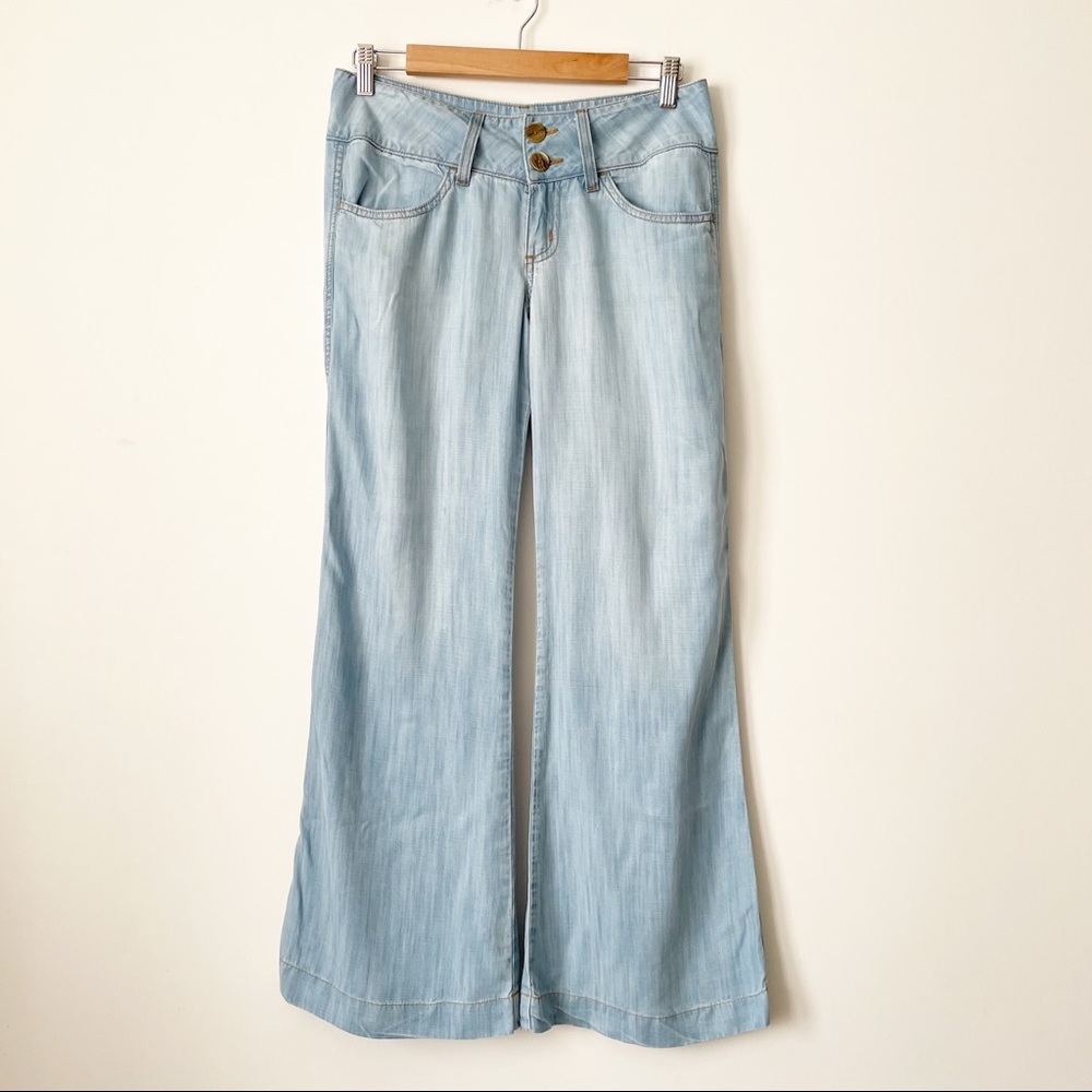 Anthro Elevenses Wide Leg Flair Tencel Pants Sz 27